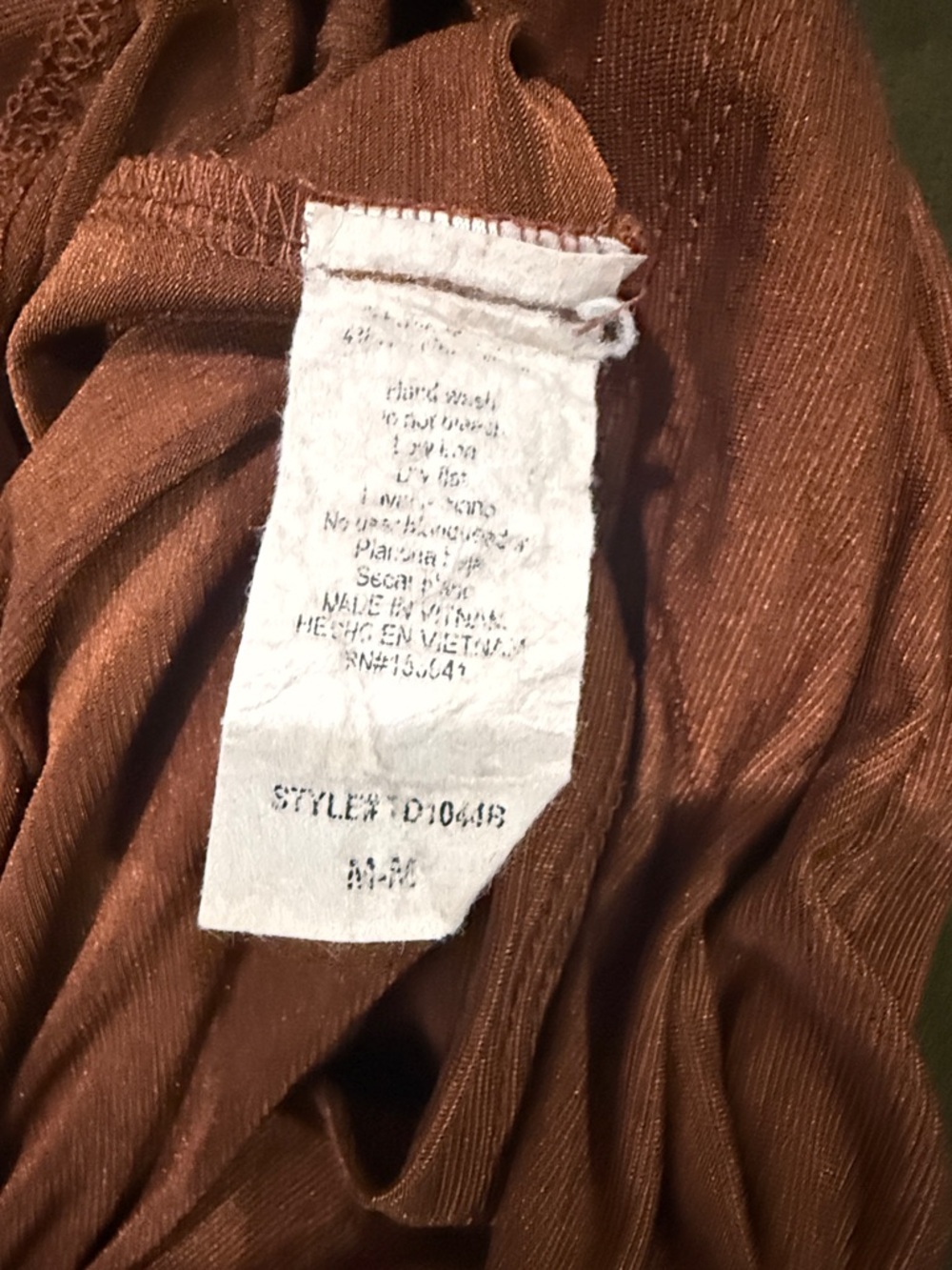 Timing Rust-Brown long sleeve button down dress, Size M - Picture 5 of 6